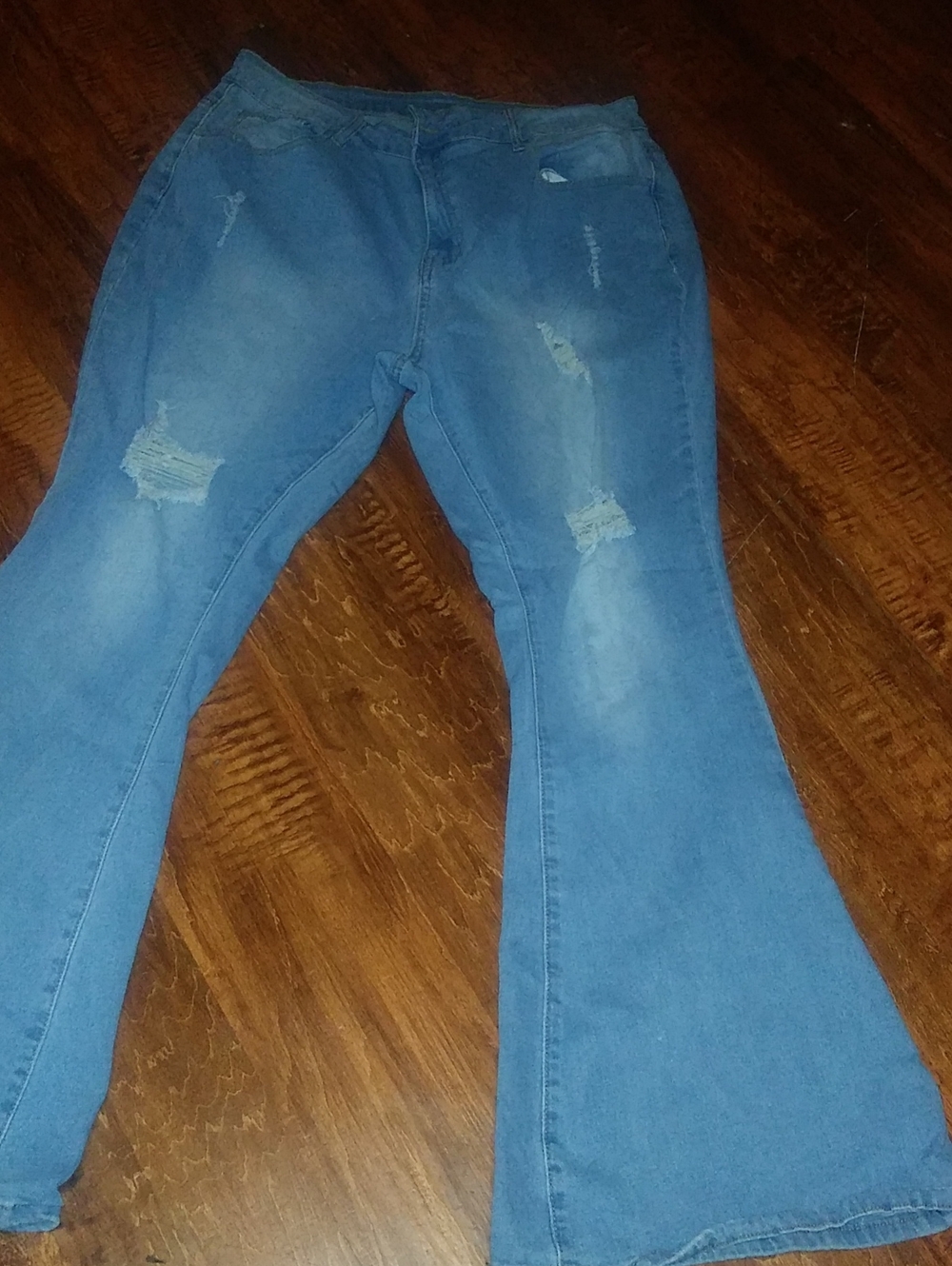 Blue Distressed Flared Women's Jeans